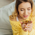 woman drinking collagen tea for radiant skin, collagen for skin, tea with collagen, healthy tea, tea for skin